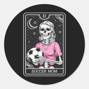 Sticker Rond Carte de tarot de maman de football rétro vintage
