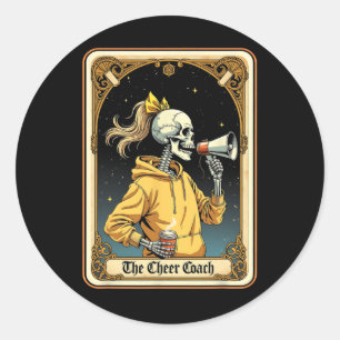 Sticker Rond Carte de tarot d'entraîneur de cheer Coach squelet