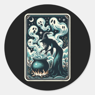 Sticker Rond Carte de Tarot Gothique Supernaturelle Ghost Cauld