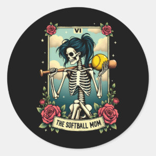 Sticker Rond Carte de tarot Maman maman squelette Halloween en