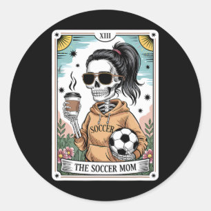 Sticker Rond Carte de tarot squelette drôle Halloween maman de