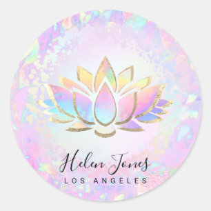 Sticker Rond carte de visite carrée lotus couleurs pastel