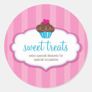 Sticker Rond CARTE DE VISITE mignon gras cupcake rose