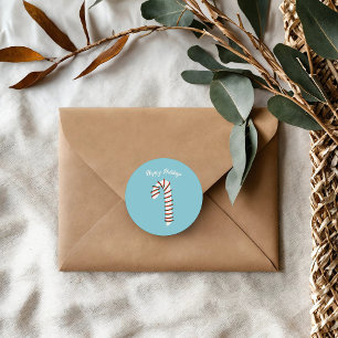 Sticker Rond Carte de vœux artistique de canne à bonbon pour la