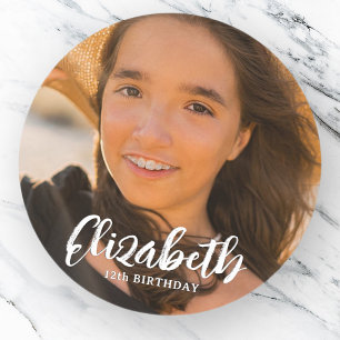 Sticker Rond Carte de vœux d'anniversaire simple et moderne ave