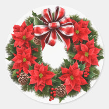 Carte de voeux de Noël Poinsettia Wreath