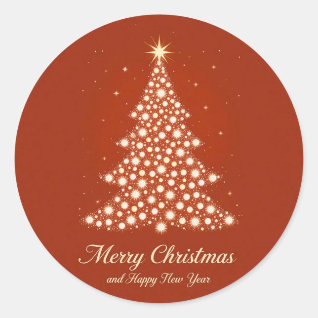 Sticker Rond Carte de vœux festive de Noël avec décorations (Devant)