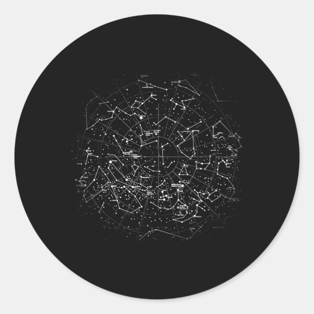 Sticker Rond Carte des constellations astronomiques Stars Galax (Devant)