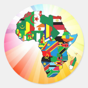 Sticker Rond Carte des drapeaux du continent africain 2