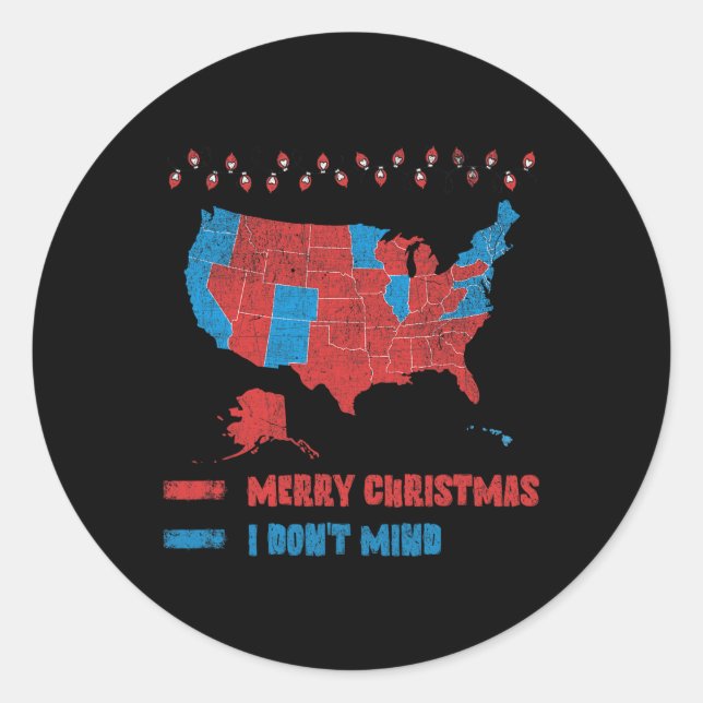 Sticker Rond Carte des élections 2024 Joyeux Noël Rouges électe (Devant)