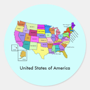 Sticker Rond Carte des États-Unis d'Amérique
