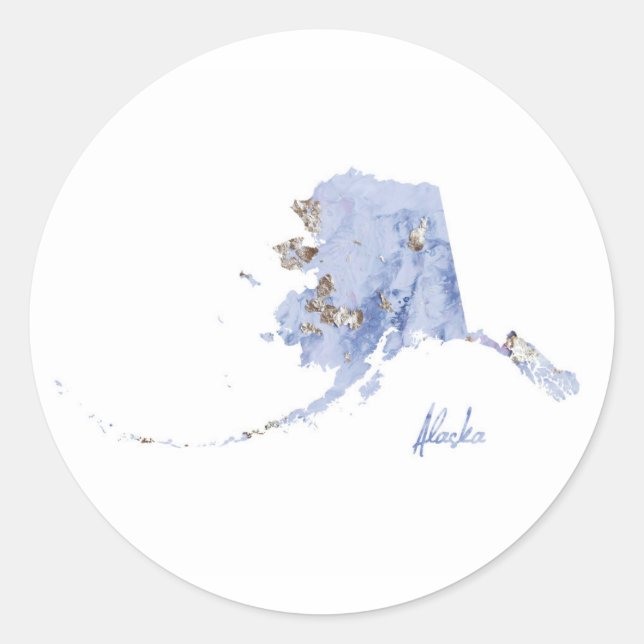 Sticker Rond Carte d'état Blue & Gold Alaska (Devant)