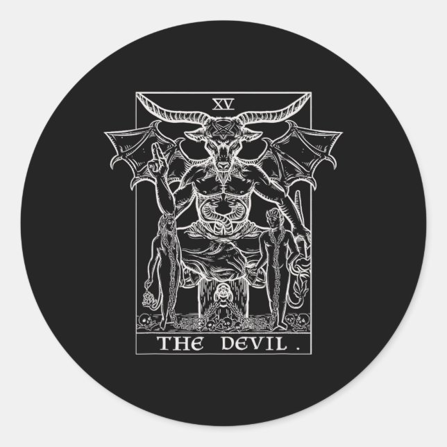Sticker Rond Carte Devil Tarot Phomet Gothique Halloween Satan (Devant)