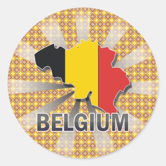 Sticker Rond Carte Drapeau Belgique 2.0 (Devant)