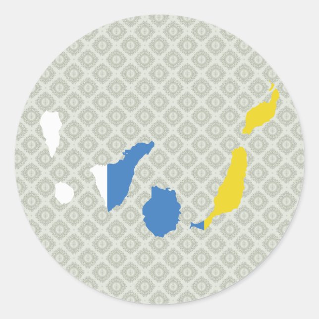 Sticker Rond Carte Drapeau des Îles Canaries pleine taille (Devant)
