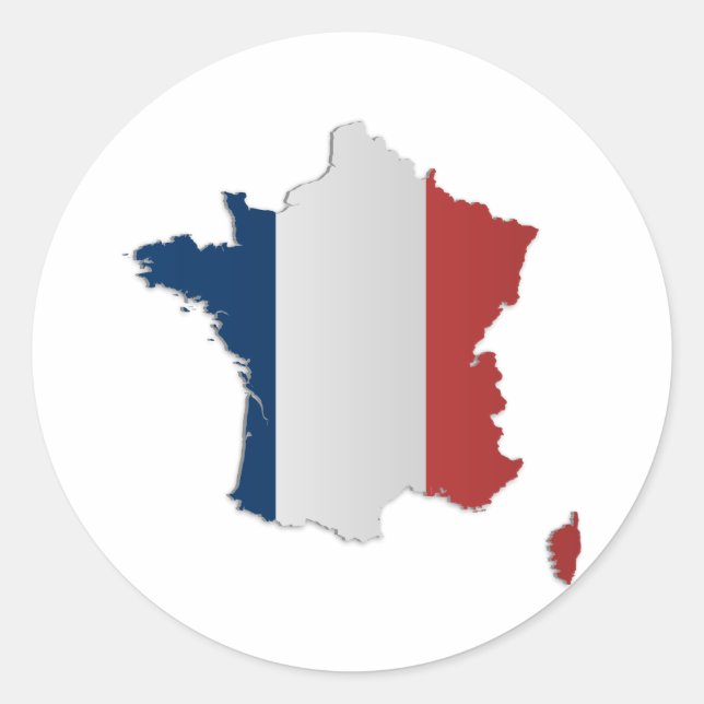Sticker Rond Carte Drapeau France (Devant)