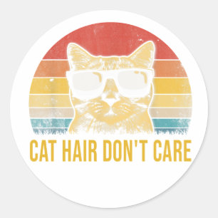 Sticker Rond Carte drôle pour les amoureux de chats : poils de 