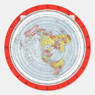 Sticker Rond Carte du Carré et de la Terre plate stationnaire