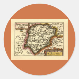 Sticker Rond Carte du comté de Rutlandeshire (Rutlandshire) 