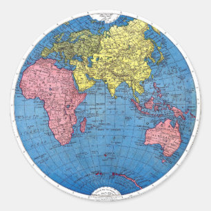 Sticker Rond Carte du cru 1915 du globe d'atlas du monde