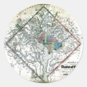 Sticker Rond Carte du district de Washington de 1862
