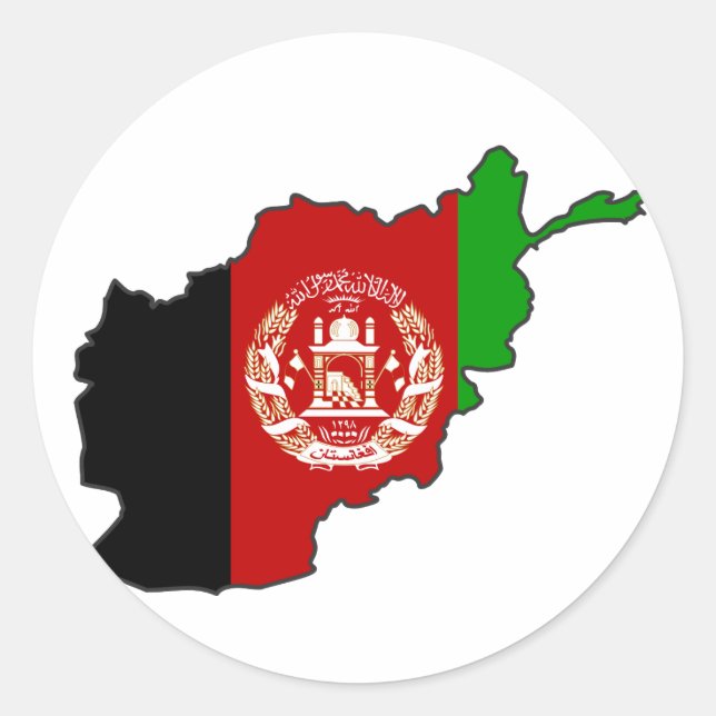 Sticker Rond Carte du drapeau afghan (Devant)