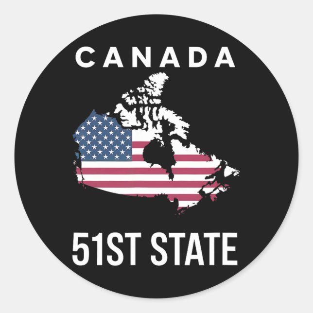 Sticker Rond Carte du drapeau américain Canada 51e État  (Devant)