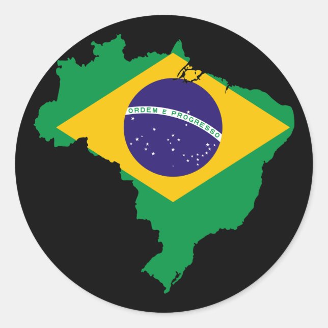 Sticker Rond carte du drapeau brésilien (Devant)