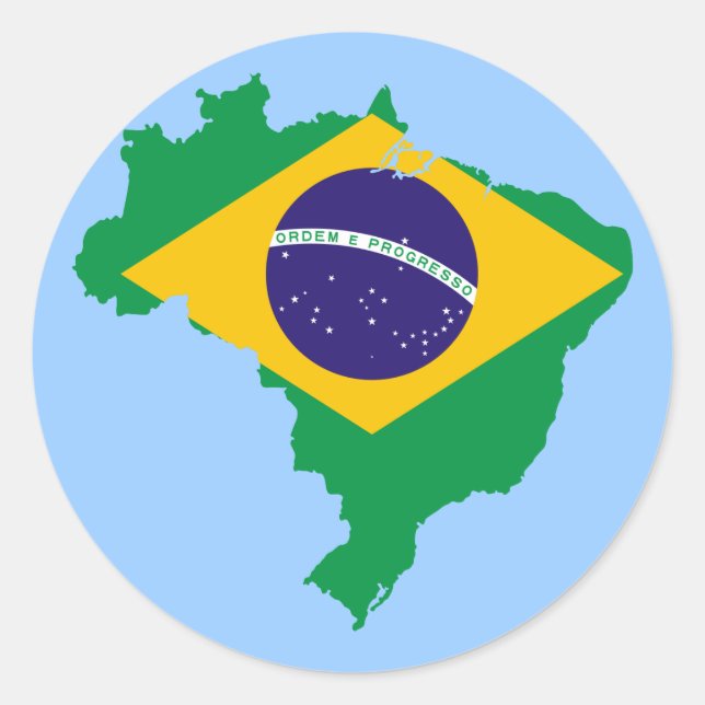 Sticker Rond carte du drapeau brésilien (Devant)