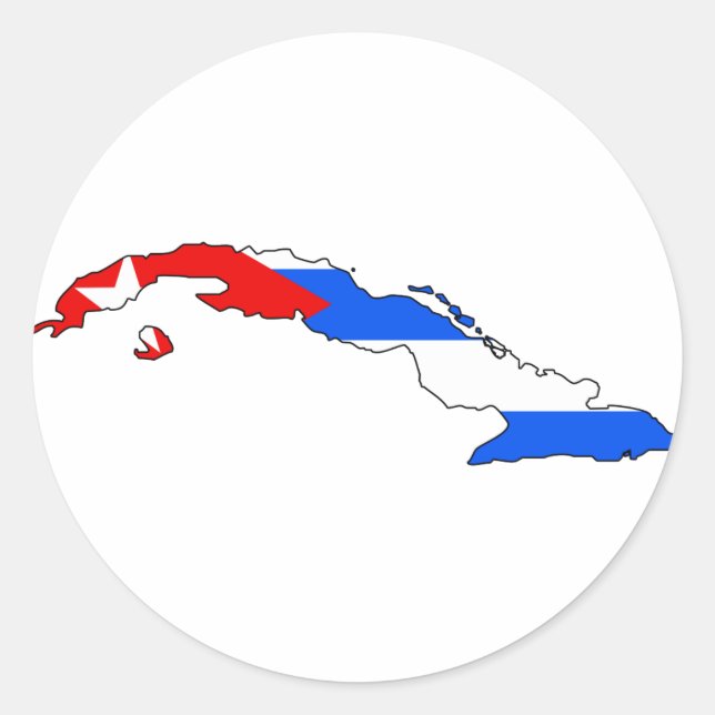 Sticker Rond Carte du drapeau de Cuba (Devant)