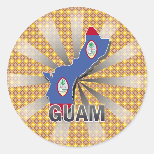 Sticker Rond Carte du drapeau de Guam 2.0 (Devant)