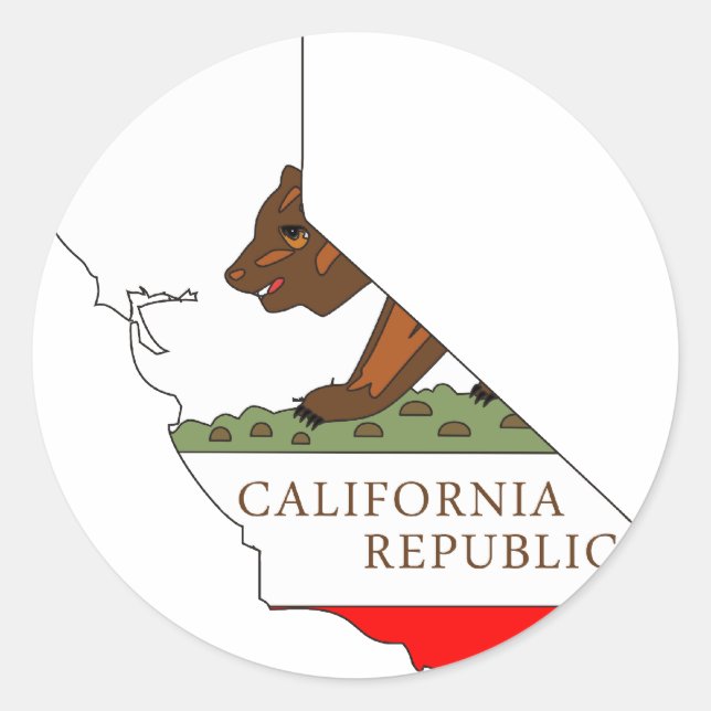Sticker Rond Carte du drapeau de la Californie (Devant)