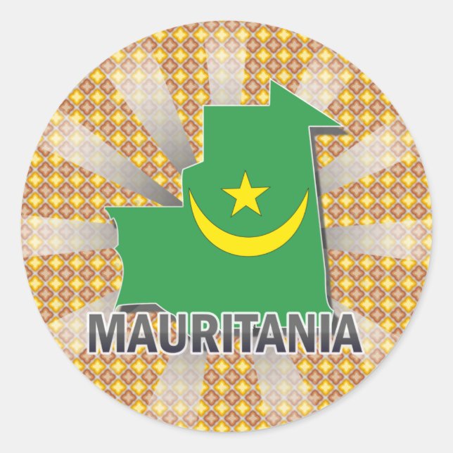 Sticker Rond Carte du drapeau de la Mauritanie 2.0 (Devant)