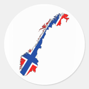 Sticker Rond carte du drapeau de la norvège
