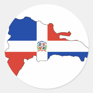 Sticker Rond Carte du drapeau de la République Dominicaine