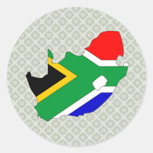 Sticker Rond Carte du drapeau de l'Afrique du Sud pleine taille