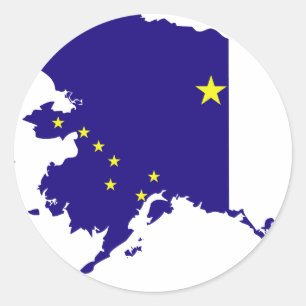 Sticker Rond Carte du drapeau de l'Alaska