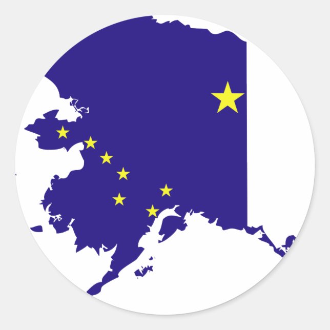 Sticker Rond Carte du drapeau de l'Alaska (Devant)