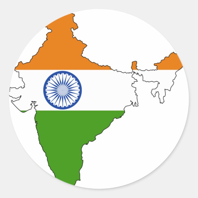 Sticker Rond Carte du drapeau de l'Inde (Devant)