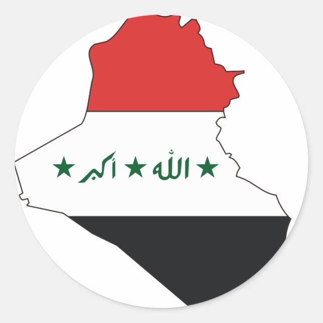 Sticker Rond Carte du drapeau de l'Irak (Devant)