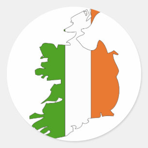 Sticker Rond Carte du drapeau de l'Irlande