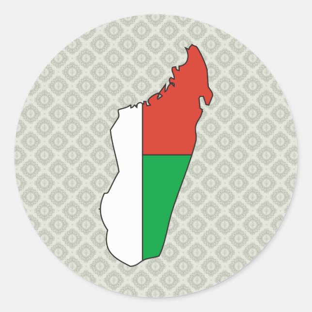 Sticker Rond Carte du drapeau de Madagascar pleine taille (Devant)