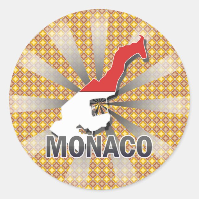 Sticker Rond Carte du drapeau de Monaco 2.0 (Devant)