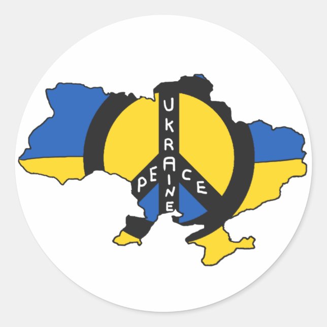 Sticker Rond Carte du drapeau de Peace Ukraine (Devant)