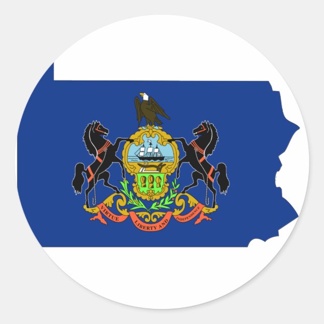 Sticker Rond Carte du drapeau de Pennsylvanie (Devant)