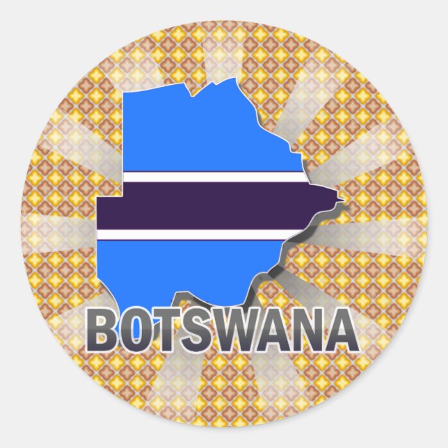 Sticker Rond Carte du drapeau du Botswana 2.0 (Devant)