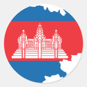 Sticker Rond Carte du drapeau du Cambodge