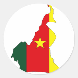 Sticker Rond Carte du drapeau du Cameroun