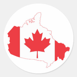 Sticker Rond Carte du drapeau du Canada