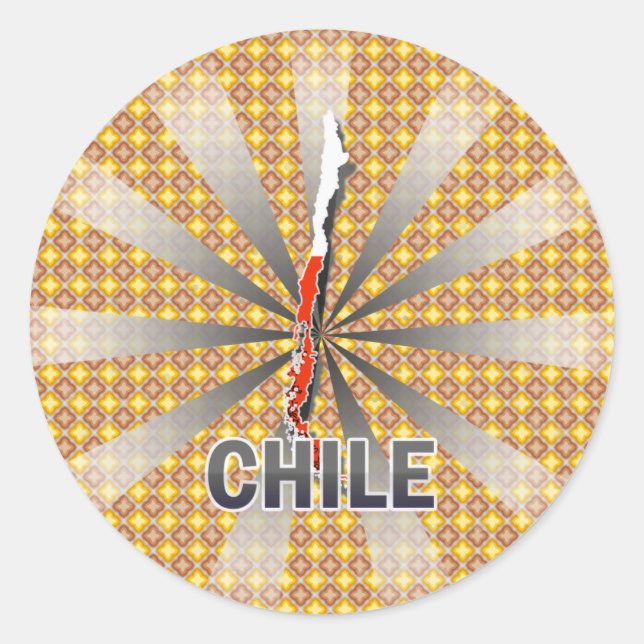 Sticker Rond Carte du drapeau du Chili 2.0 (Devant)